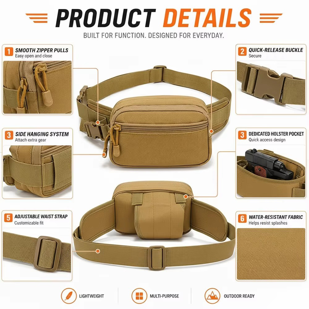 Ukryta torba na pistolet, anty – Edc Concealed Carry Fanny Pack recenzja i cena